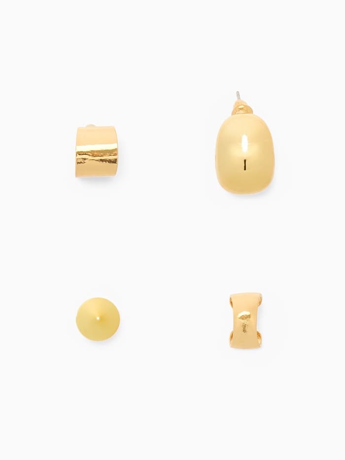 Серьги и кафф QF «Объёмные фигуры», набор 4 шт. цвет золото