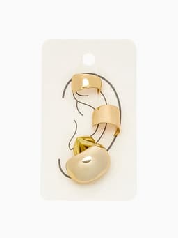 Серьги и кафф QF «Объёмные фигуры», набор 4 шт. цвет золото