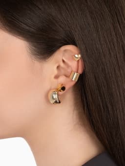 Серьги и кафф QF «Объёмные фигуры», набор 4 шт. цвет золото