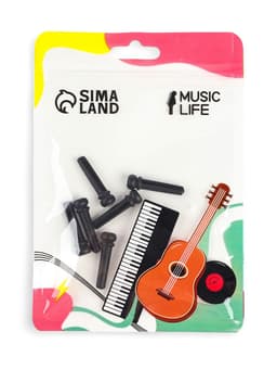 Набор фиксаторов струн Music life, 6 штук, черное дерево