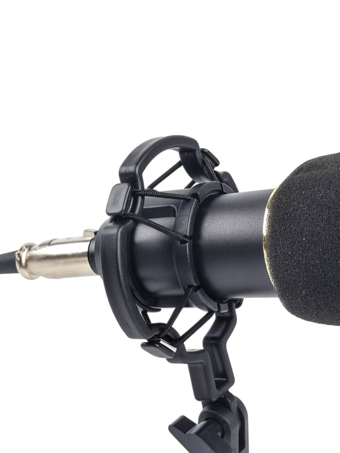 Микрофон конденсаторный Music Life золотой: кабель, ветрозащита, стойка