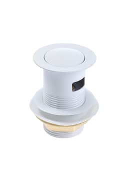 Донный клапан ZEIN engr, маленькая кнопка, с переливом, нержавеющая сталь, белый