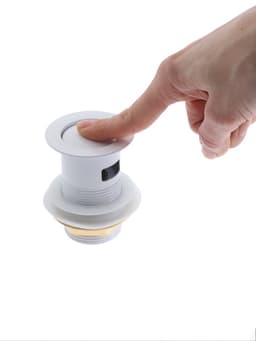 Донный клапан ZEIN engr, маленькая кнопка, с переливом, нержавеющая сталь, белый