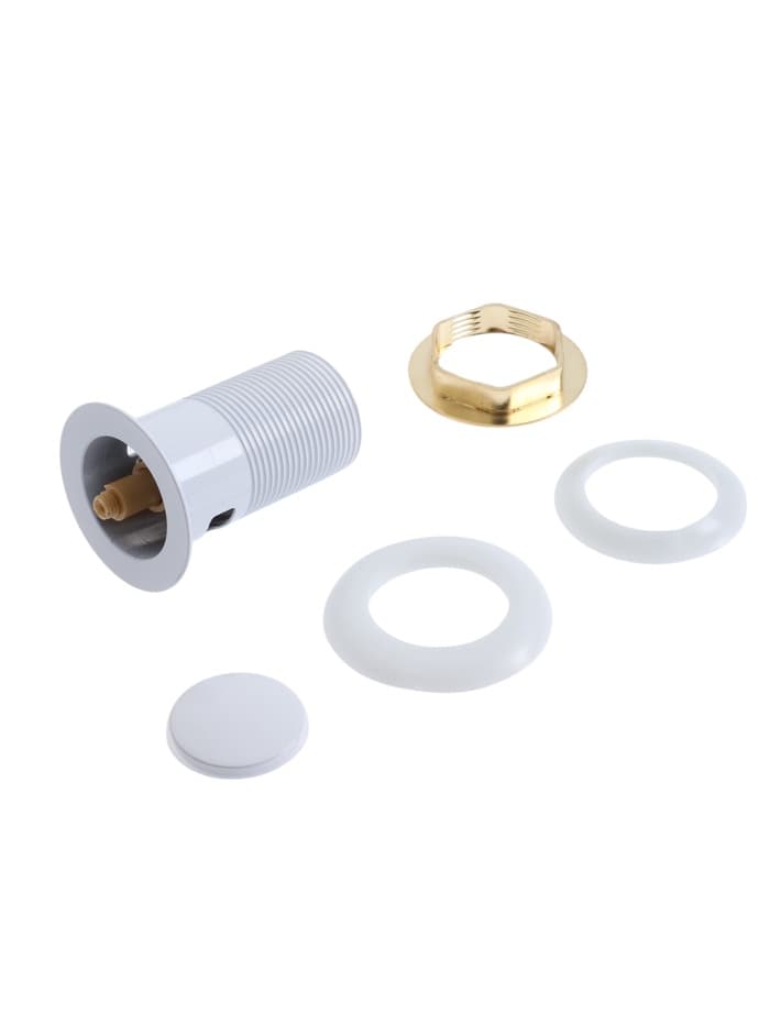 Донный клапан ZEIN engr, маленькая кнопка, с переливом, нержавеющая сталь, белый