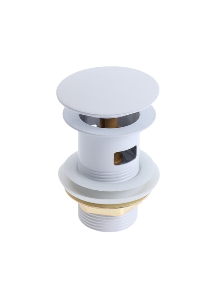 Донный клапан ZEIN engr, большая кнопка, с переливом, нержавеющая сталь, белый