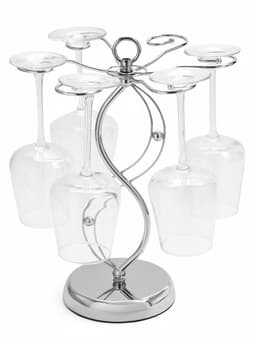 Подставка для бокалов, серебристая, на 6 бокалов