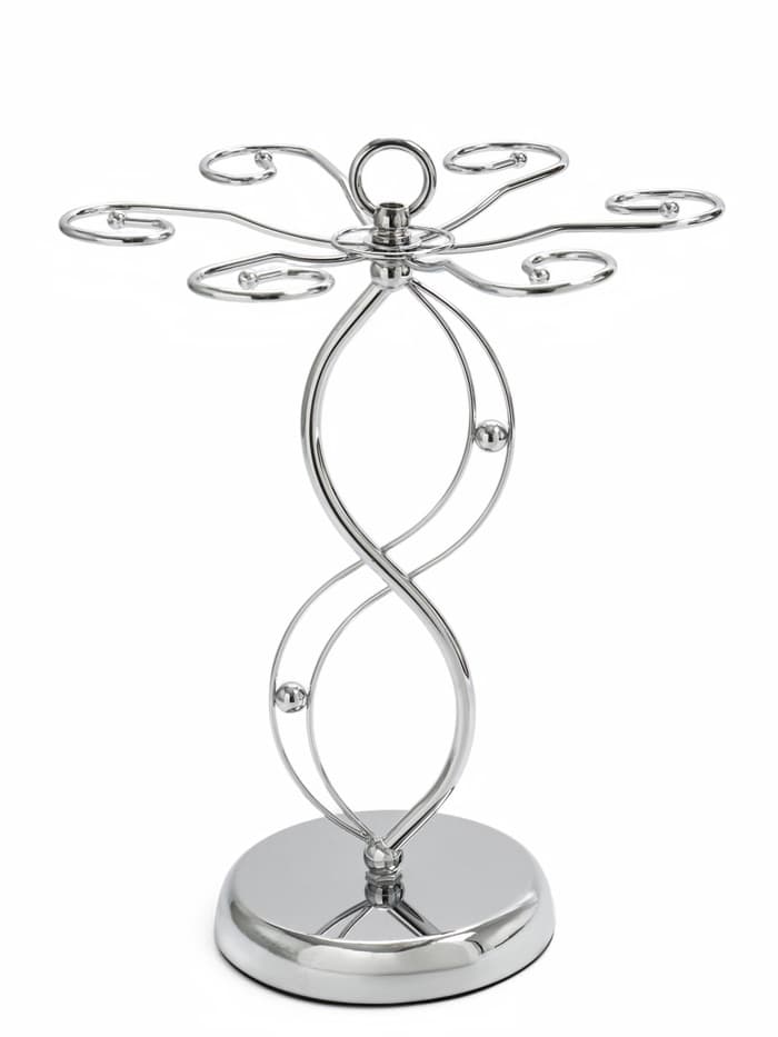 Подставка для бокалов, серебристая, на 6 бокалов