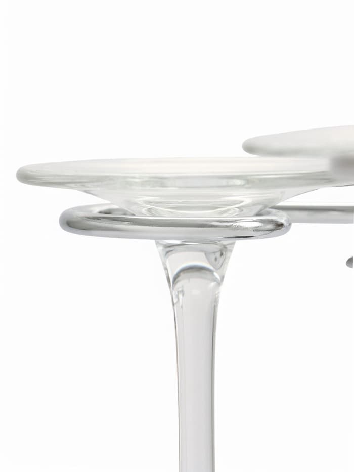 Подставка для бокалов, серебристая с коричневым основанием, на 6 бокалов