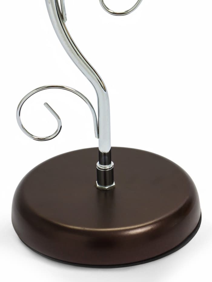 Подставка для бокалов, серебристая с коричневым основанием, на 6 бокалов