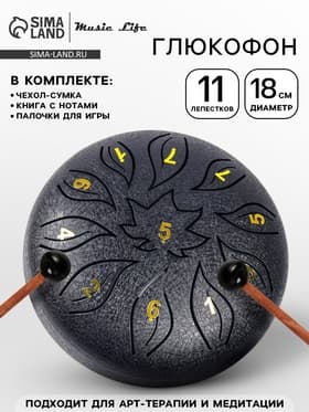 Глюкофон, цветок черный, 11 лепестков, 18×18×11 см