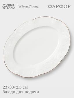 Блюдо сервировочное WY Empire, овальное, 23×30×2.5 см, фарфор, белое