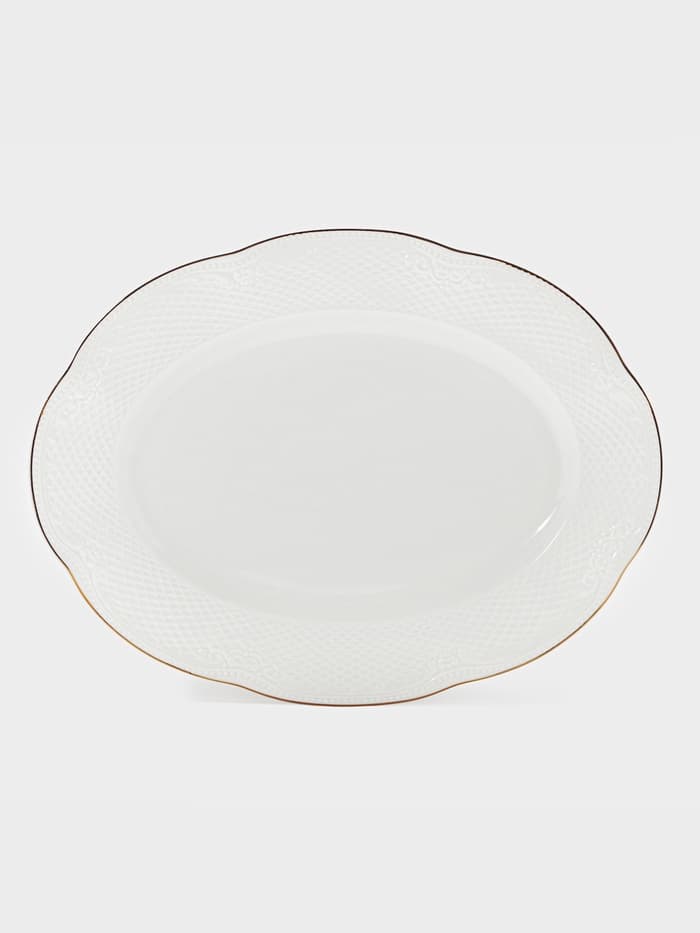 Блюдо сервировочное WY Empire, овальное, 23×30×2.5 см, фарфор, белое