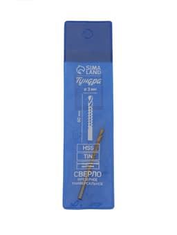 Сверло фрезерное универсальное ТУНДРА, HSS, TiN, цилиндрический хвостовик, 3×60 мм