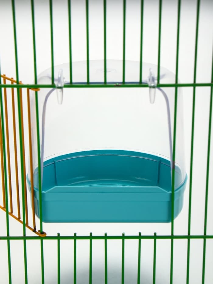 Купалка для птиц, 12×9×11 см, внешняя, бирюзовая