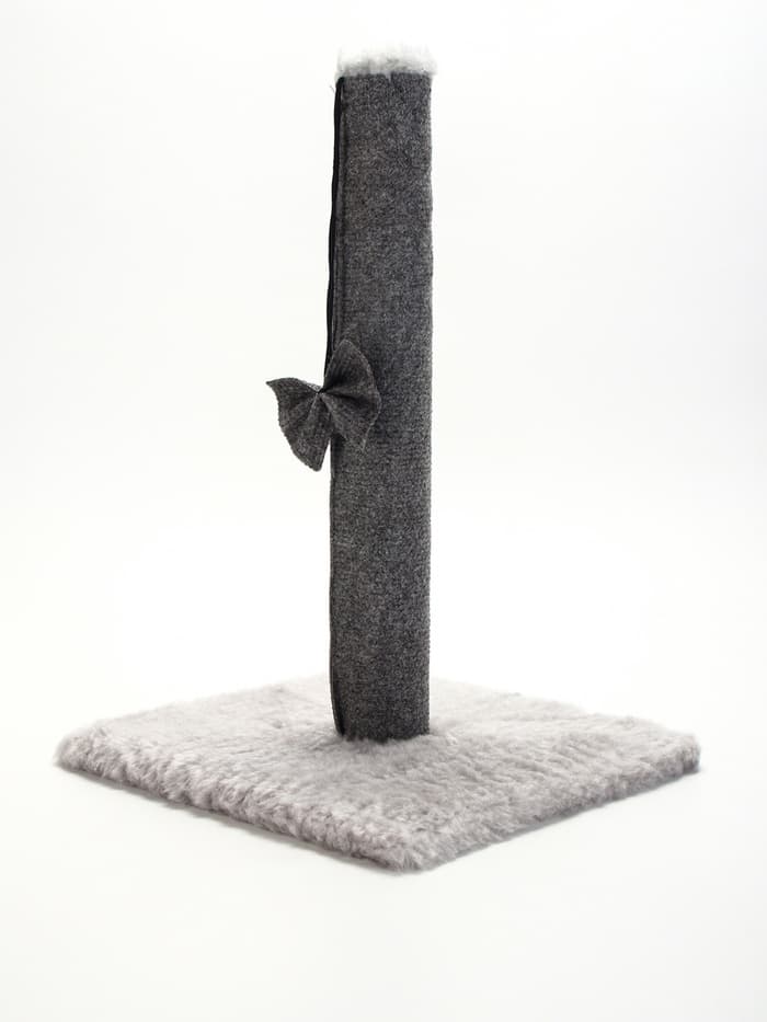Когтеточка-столбик«Пижон», 30×30×50 см, с игрушкой бантиком, серый