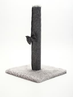 Когтеточка-столбик«Пижон», 30×30×50 см, с игрушкой бантиком, серый