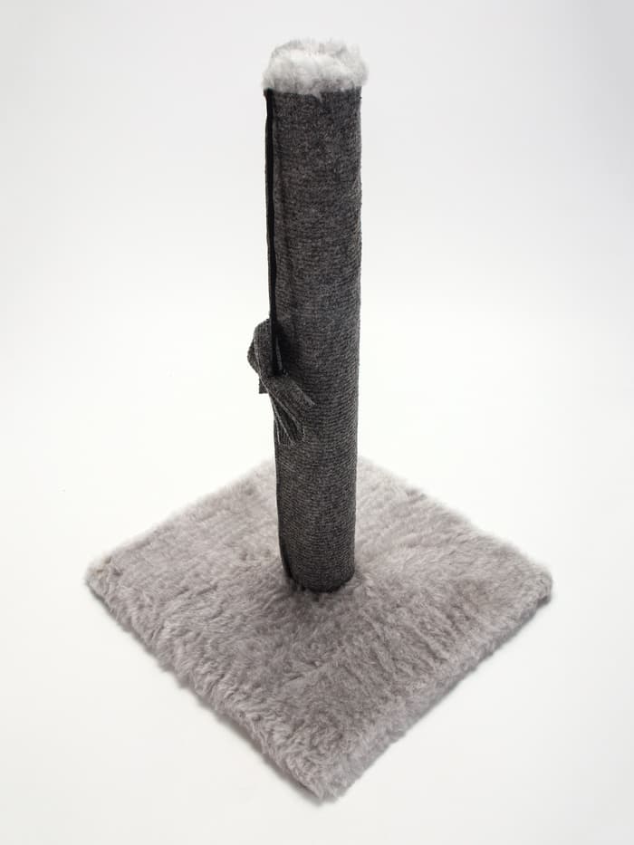 Когтеточка-столбик«Пижон», 30×30×50 см, с игрушкой бантиком, серый