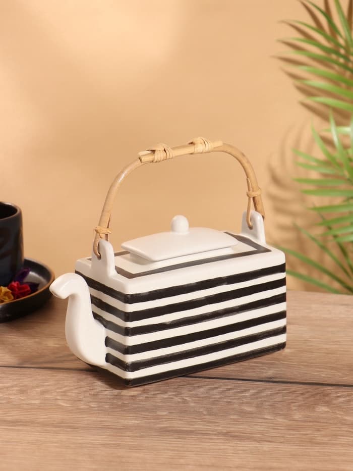 Набор для чаепития «Зебра», чайник, 2 стакана, керамика