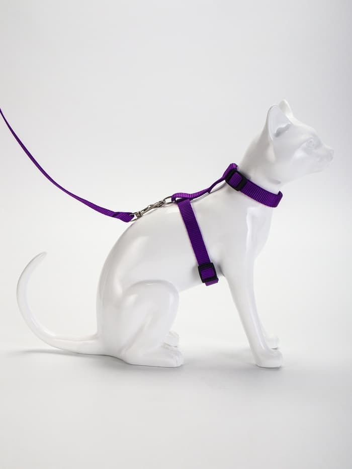 Комплект для кошек, ширина 1.5 см, ОШ 16.5-27 см, ОГ 21-35 см, поводок 120 см, фиолетовый