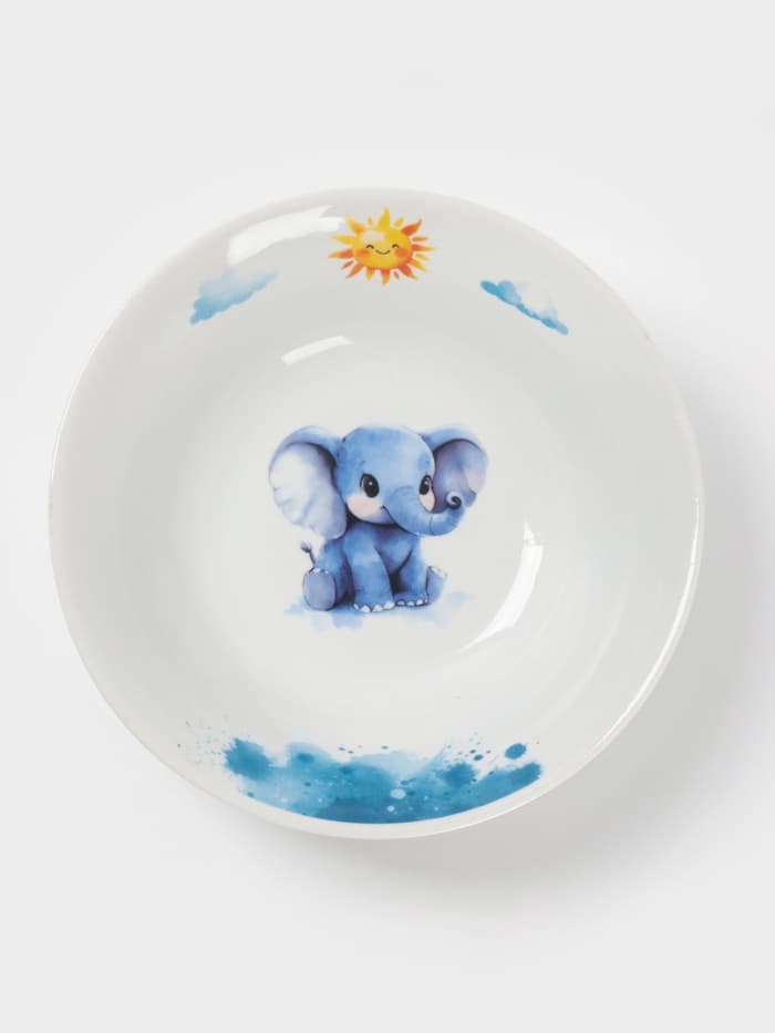 Миска детская Дулевский фарфор «Слоник», 360 мл, d=15 см, белая