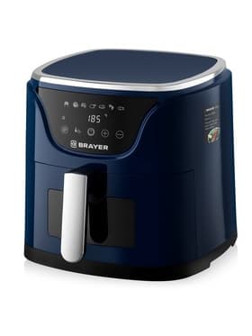 Аэрогриль BRAYER 2036BR, 5 л, 1500 Вт, 7 программ, 200°С, LCD-дисплей, таймер, решётка, синий
