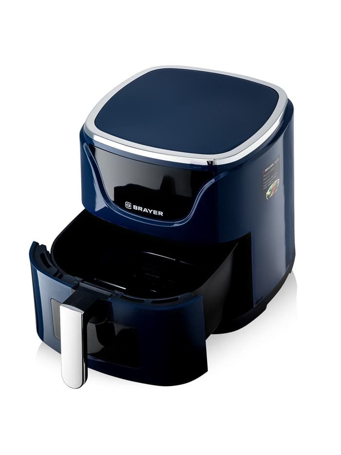 Аэрогриль BRAYER 2036BR, 5 л, 1500 Вт, 7 программ, 200°С, LCD-дисплей, таймер, решётка, синий