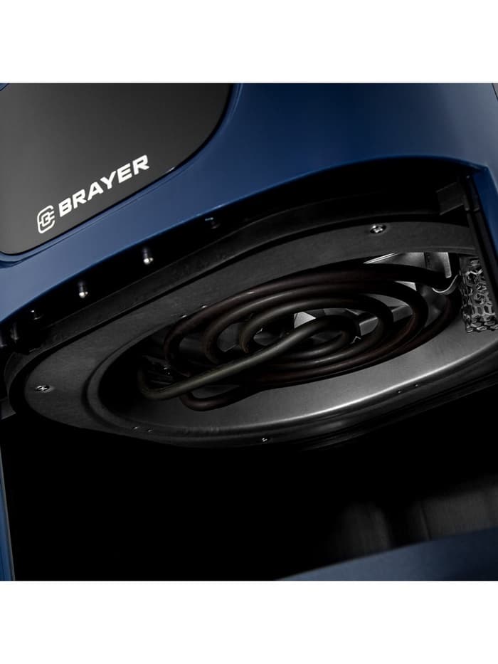 Аэрогриль BRAYER 2036BR, 5 л, 1500 Вт, 7 программ, 200°С, LCD-дисплей, таймер, решётка, синий