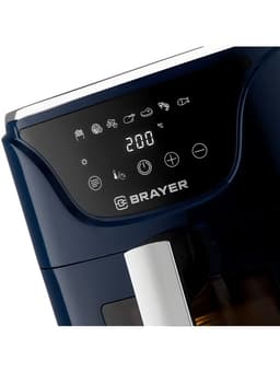 Аэрогриль BRAYER 2036BR, 5 л, 1500 Вт, 7 программ, 200°С, LCD-дисплей, таймер, решётка, синий