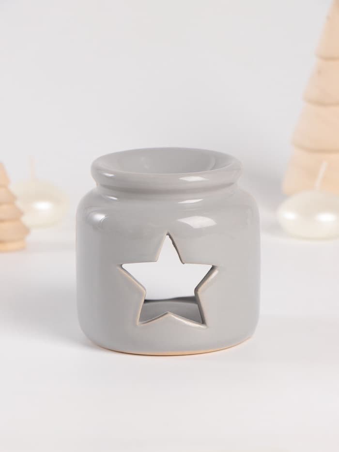 Набор: аромалампа для эфирных масел, мелтсы из воска ароматические «Звезда», серая, 7.5×7.5×8 см