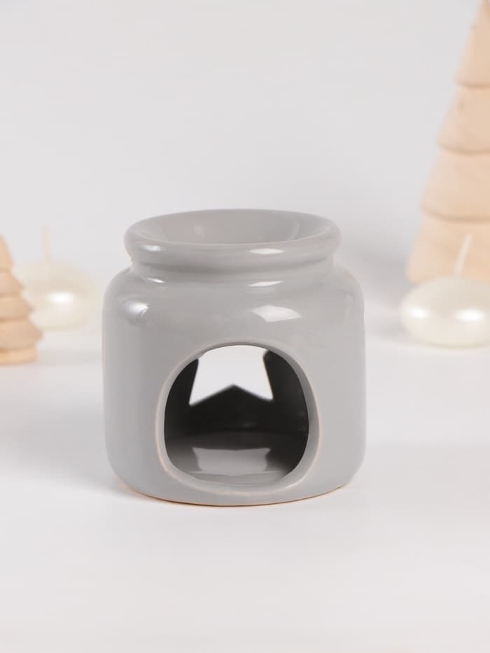 Набор: аромалампа для эфирных масел, мелтсы из воска ароматические «Звезда», серая, 7.5×7.5×8 см