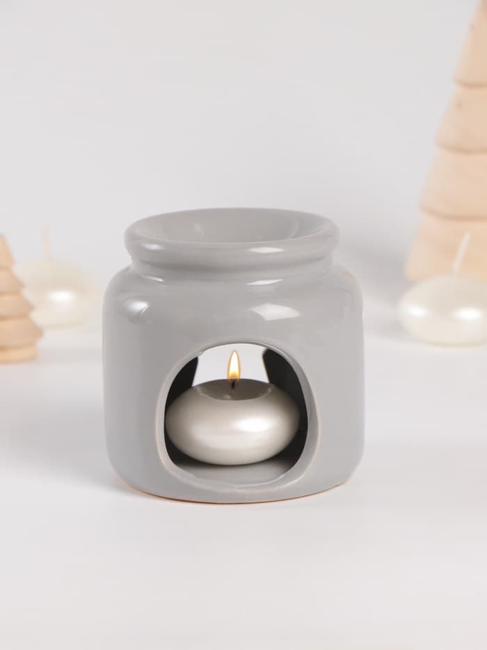 Набор: аромалампа для эфирных масел, мелтсы из воска ароматические «Звезда», серая, 7.5×7.5×8 см