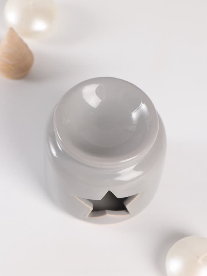 Набор: аромалампа для эфирных масел, мелтсы из воска ароматические «Звезда», серая, 7.5×7.5×8 см