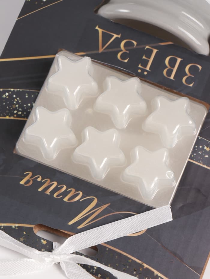 Набор: аромалампа для эфирных масел, мелтсы из воска ароматические «Звезда», серая, 7.5×7.5×8 см