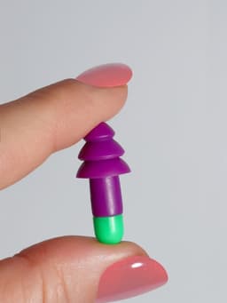 Беруши, 3×1.3 см, в футляре, фасовка 10 шт., силиконовые, фиолетовый/зелёный