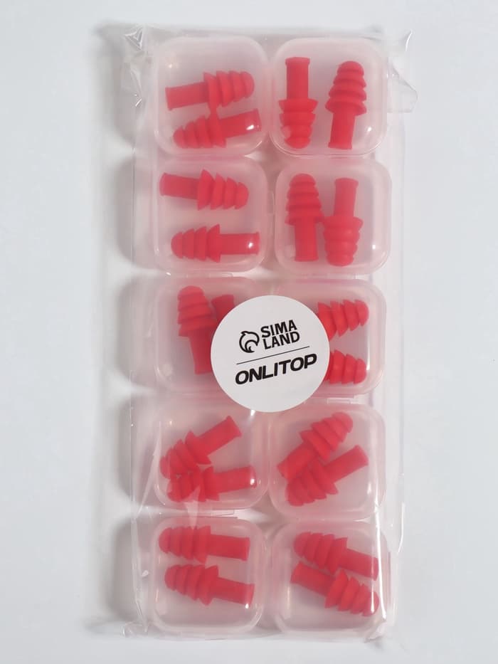 Беруши, 3×1.3 см, в футляре, фасовка 10 шт., силиконовые, МИКС