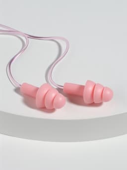 Беруши на шнурке, 3×1.5 см, в футляре, фасовка 10 шт., силиконовые, розовые