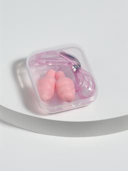 Беруши на шнурке, 3×1.5 см, в футляре, фасовка 10 шт., силиконовые, розовые
