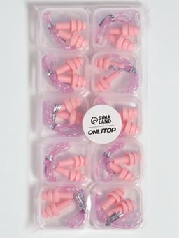 Беруши на шнурке, 3×1.5 см, в футляре, фасовка 10 шт., силиконовые, розовые
