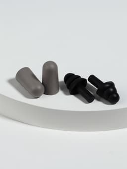 Беруши, 3×1.3 см, в футляре, набор - 2 пары, силиконовые, чёрный/серый