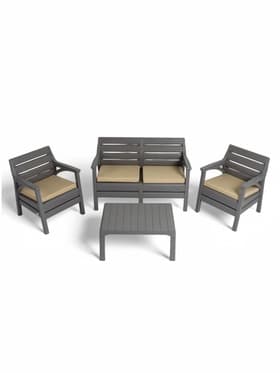 Комплект садовой мебели «Евпатория»: 2 кресла, стол, двухместный диван, серый
