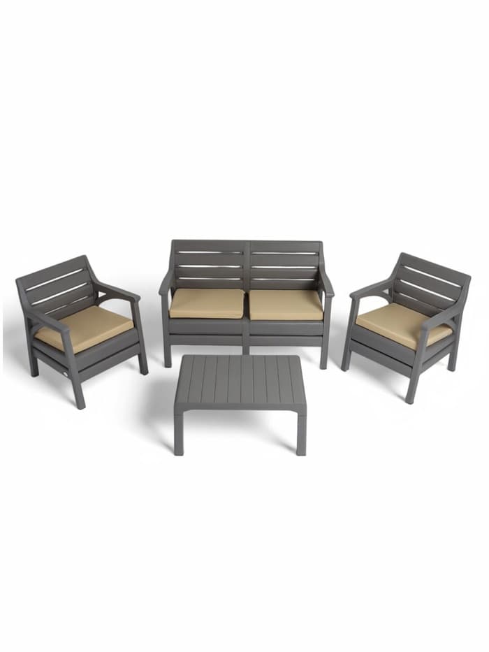 Комплект садовой мебели «Евпатория»: 2 кресла, стол, двухместный диван, серый
