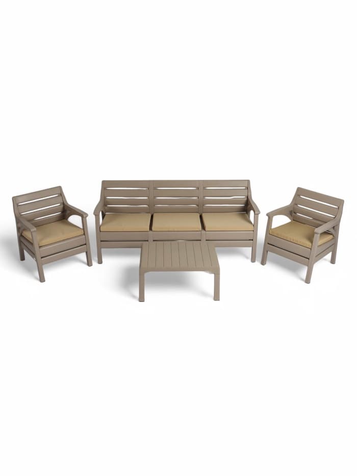 Комплект садовой мебели «Евпатория»: 2 кресла, стол, трёхместный диван, бежевый