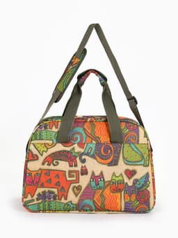 Сумка дорожная на молнии, наружный карман, длинный ремень, бежевая, оранжевая