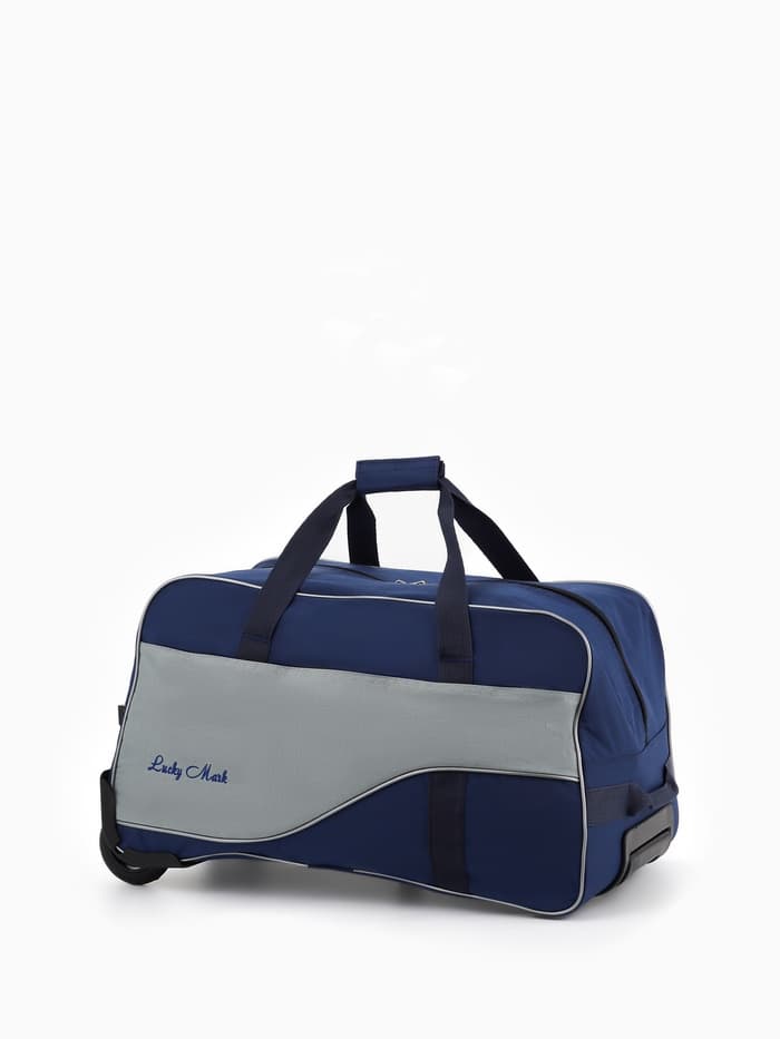 Сумка дорожная на 2 колёсах, отдел на молнии, наружный карман, синий/серый