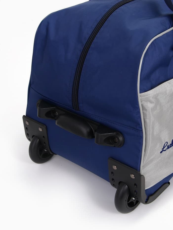 Сумка дорожная на 2 колёсах, отдел на молнии, наружный карман, синий/серый