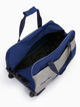 Сумка дорожная на 2 колёсах, отдел на молнии, наружный карман, синий/серый