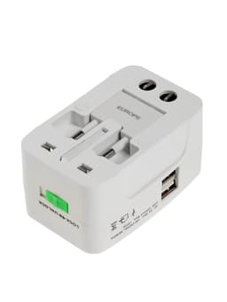 Адаптер универсальный 5 в 1, 6 А, 2 USB-A, 220 В, белый