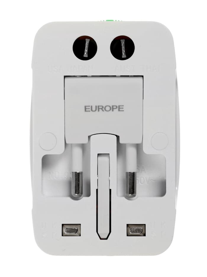 Адаптер универсальный 5 в 1, 6 А, 2 USB-A, 220 В, белый