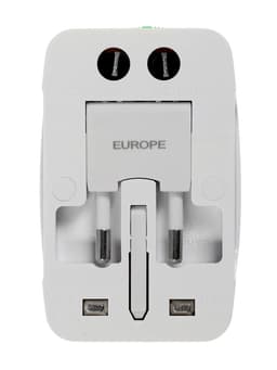 Адаптер универсальный 5 в 1, 6 А, 2 USB-A, 220 В, белый