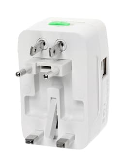 Адаптер универсальный 5 в 1, 6 А, 2 USB-A, 220 В, белый